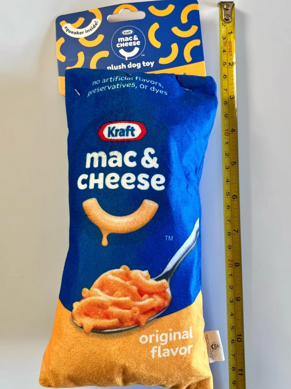 Kraft Mac & Cheese Blue & Orange Plush Dog Toy with Squeaker - NWT